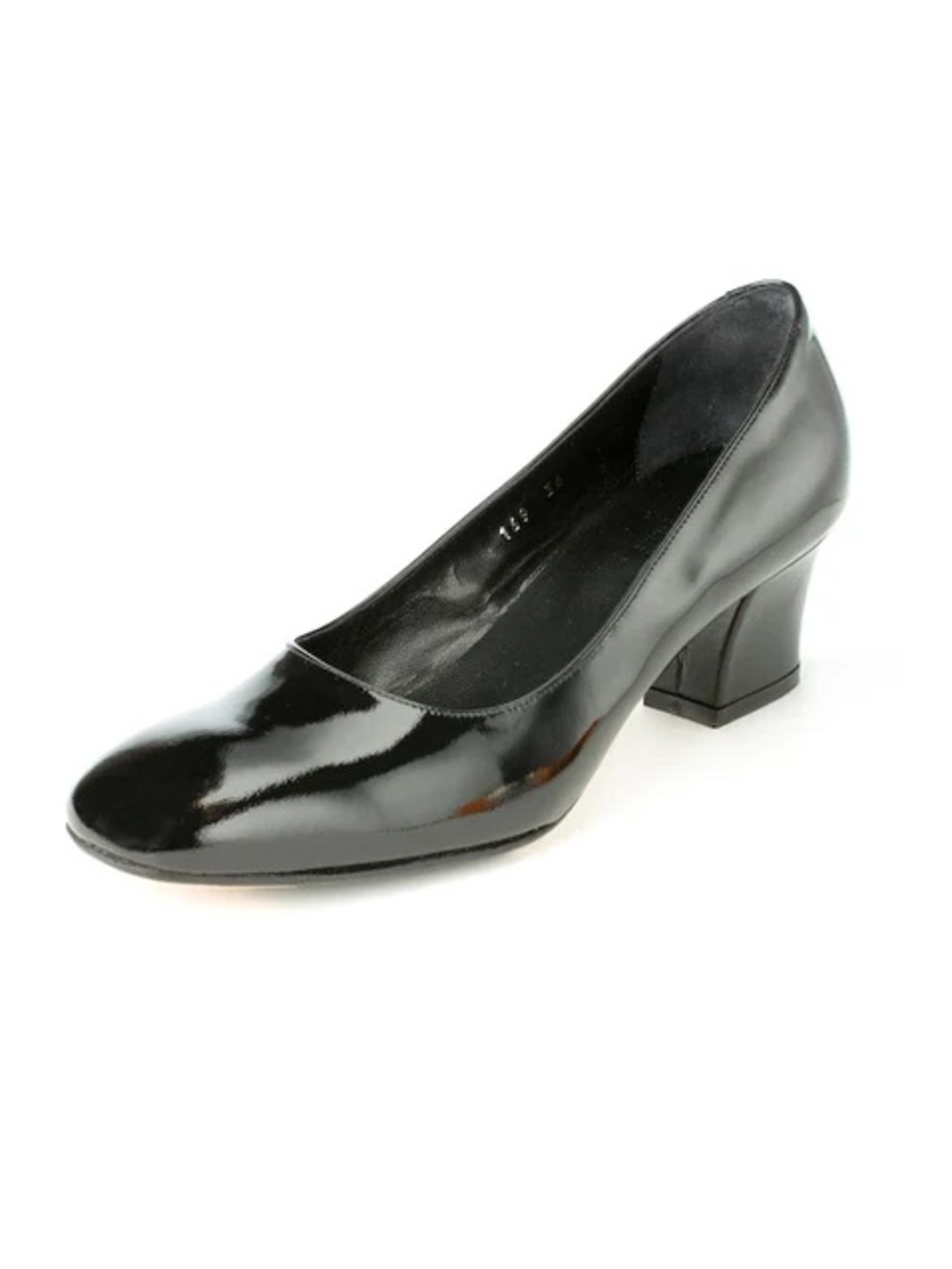VARDA Vero Cucio Black Patent Mid Heel Pumps - Women